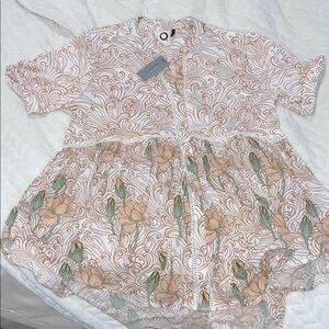 Anthropologie NWT Floral Patterned Short Sleeve Blouse